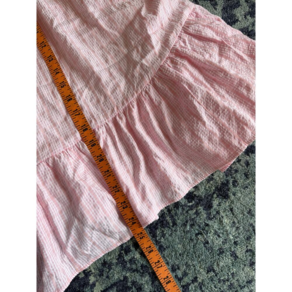 Mable Sz M Subtle Stripe Babydoll Tiered Sweetheart Mini Dress Spring Preppy - Picture 14 of 15